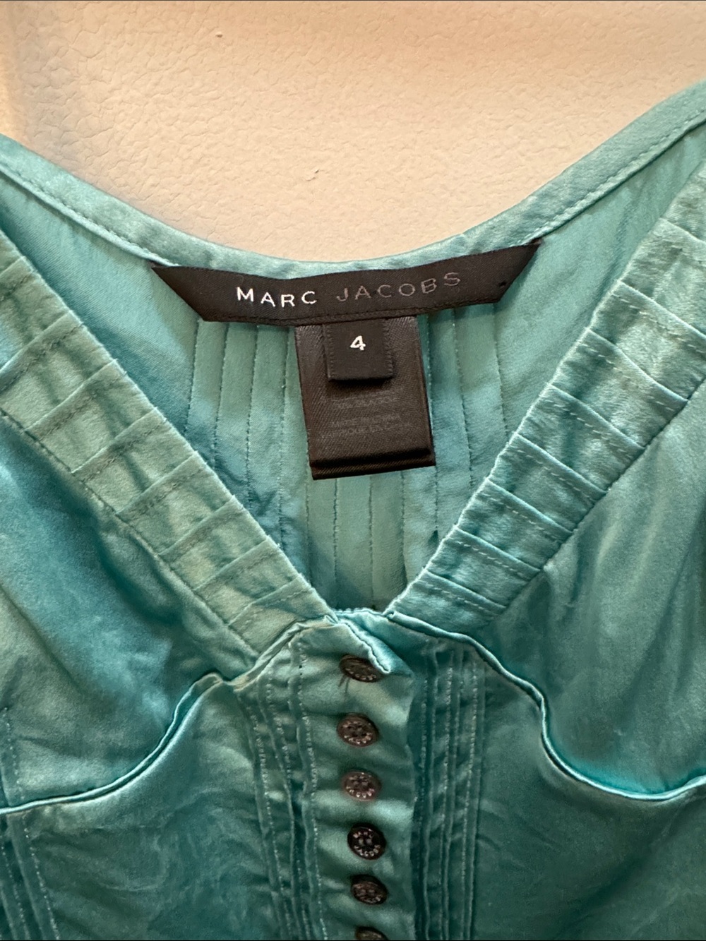 Marc Jacobs Teal blue silk Button-Front Camisole - Picture 2 of 4
